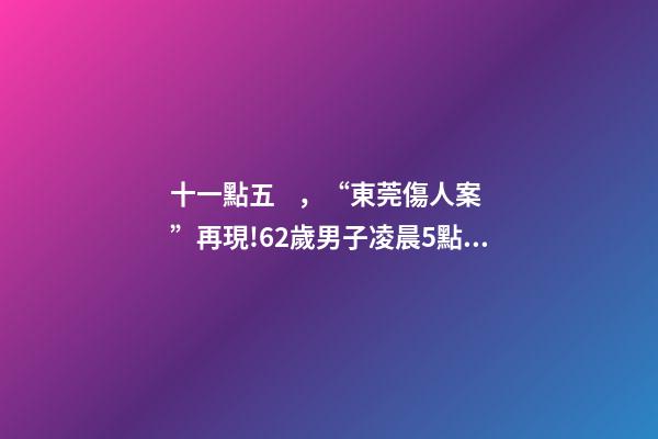 十一點五，“東莞傷人案”再現!62歲男子凌晨5點到上海-第1張-觀點-玄機派